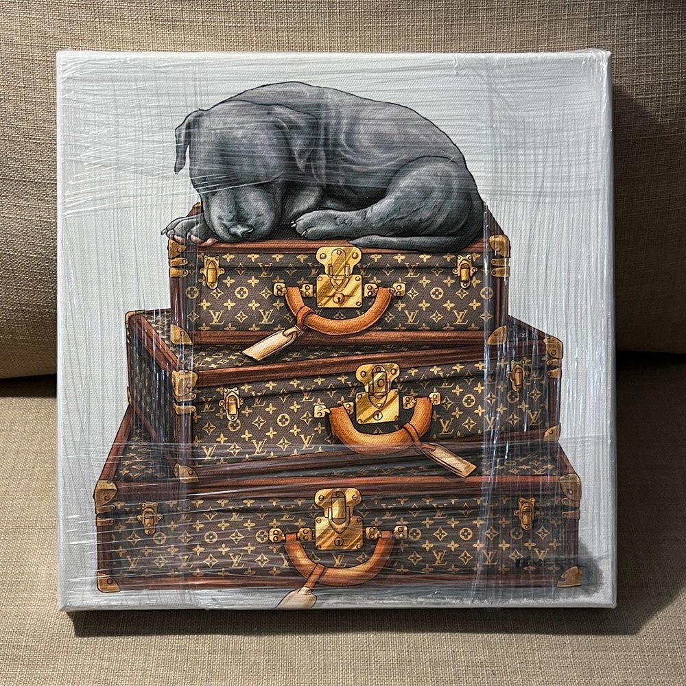 Oliver Gal Louis Vuitton Sleeping Pitbull Wall Art